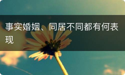 事实婚姻、同居不同都有何表现