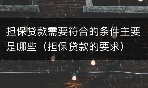 担保贷款需要符合的条件主要是哪些（担保贷款的要求）