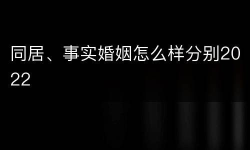 同居、事实婚姻怎么样分别2022