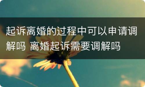 起诉离婚的过程中可以申请调解吗 离婚起诉需要调解吗