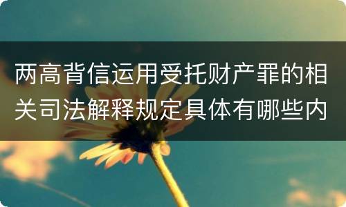 两高背信运用受托财产罪的相关司法解释规定具体有哪些内容
