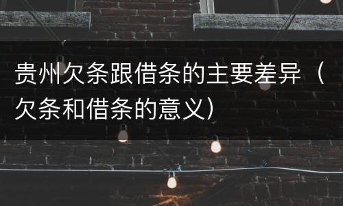 贵州欠条跟借条的主要差异（欠条和借条的意义）