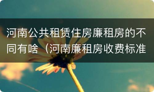 河南公共租赁住房廉租房的不同有啥（河南廉租房收费标准）