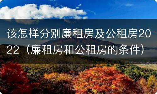 该怎样分别廉租房及公租房2022（廉租房和公租房的条件）