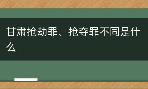 甘肃抢劫罪、抢夺罪不同是什么