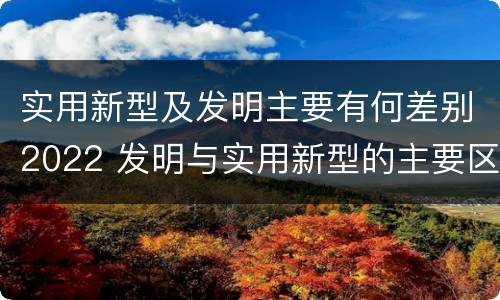 实用新型及发明主要有何差别2022 发明与实用新型的主要区别