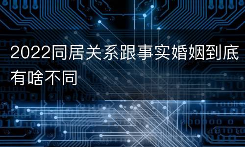 2022同居关系跟事实婚姻到底有啥不同