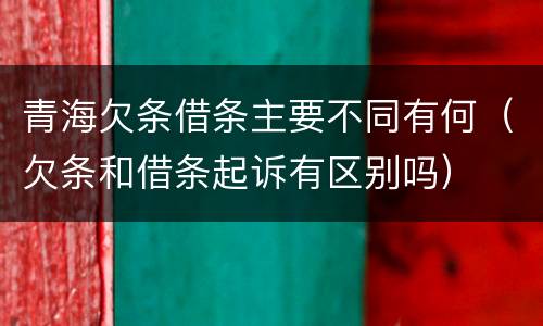 青海欠条借条主要不同有何（欠条和借条起诉有区别吗）