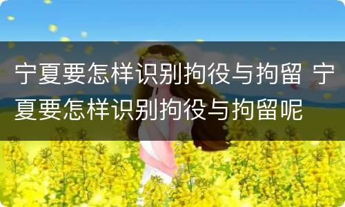 宁夏要怎样识别拘役与拘留 宁夏要怎样识别拘役与拘留呢