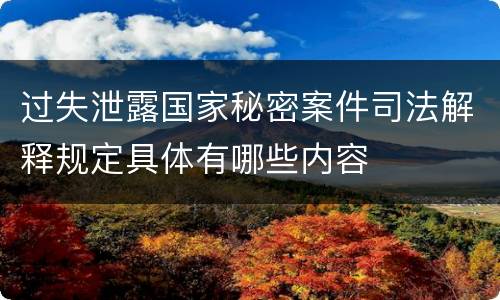 过失泄露国家秘密案件司法解释规定具体有哪些内容