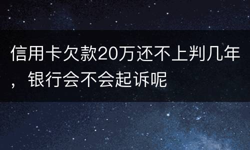信用卡欠款20万还不上判几年，银行会不会起诉呢
