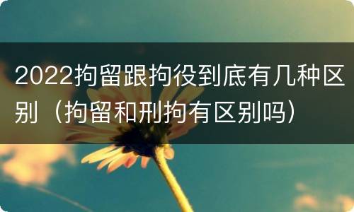 2022拘留跟拘役到底有几种区别（拘留和刑拘有区别吗）