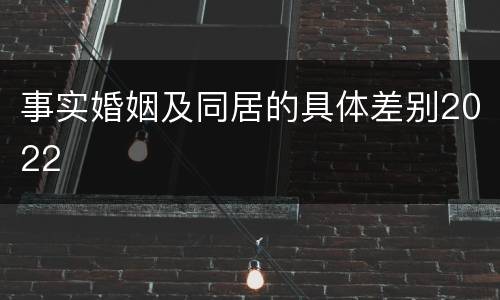 事实婚姻及同居的具体差别2022