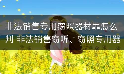 非法销售专用窃照器材罪怎么判 非法销售窃听、窃照专用器材罪