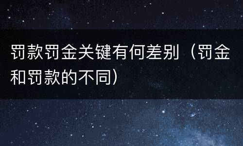罚款罚金关键有何差别（罚金和罚款的不同）