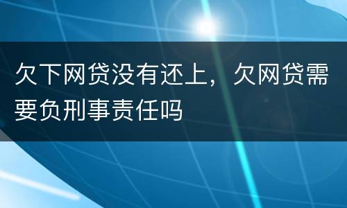欠下网贷没有还上，欠网贷需要负刑事责任吗