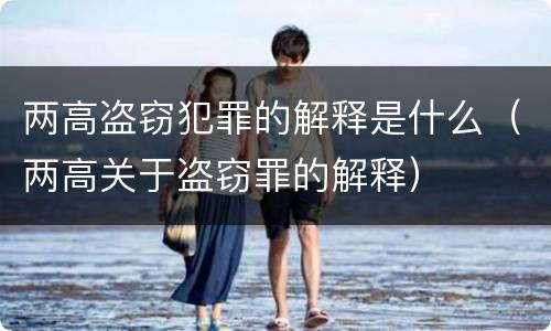 两高盗窃犯罪的解释是什么（两高关于盗窃罪的解释）