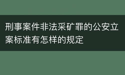 刑事案件非法采矿罪的公安立案标准有怎样的规定
