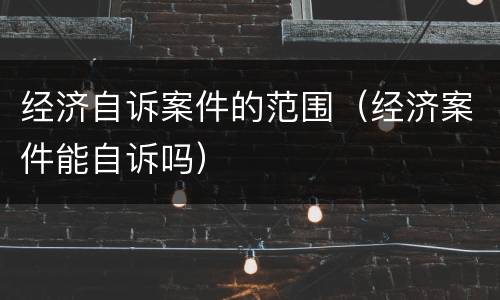 经济自诉案件的范围（经济案件能自诉吗）