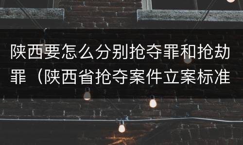 陕西要怎么分别抢夺罪和抢劫罪（陕西省抢夺案件立案标准）