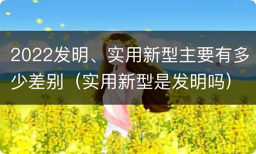 2022发明、实用新型主要有多少差别（实用新型是发明吗）