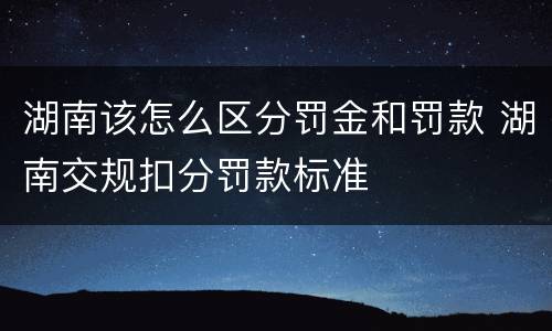 湖南该怎么区分罚金和罚款 湖南交规扣分罚款标准