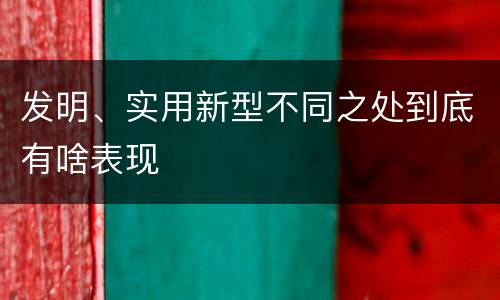 发明、实用新型不同之处到底有啥表现