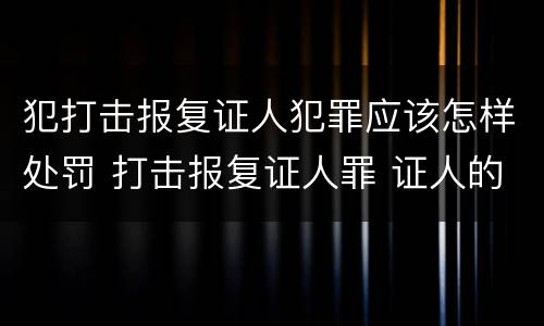 犯打击报复证人犯罪应该怎样处罚 打击报复证人罪 证人的范围