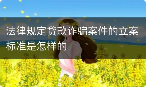 法律规定贷款诈骗案件的立案标准是怎样的