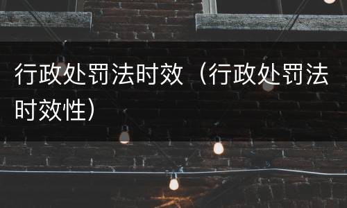 行政处罚法时效（行政处罚法时效性）