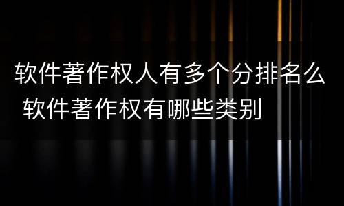 软件著作权人有多个分排名么 软件著作权有哪些类别
