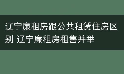 辽宁廉租房跟公共租赁住房区别 辽宁廉租房租售并举