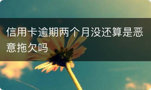 信用卡逾期两个月没还算是恶意拖欠吗