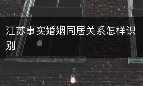 江苏事实婚姻同居关系怎样识别