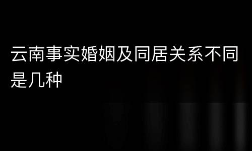 云南事实婚姻及同居关系不同是几种