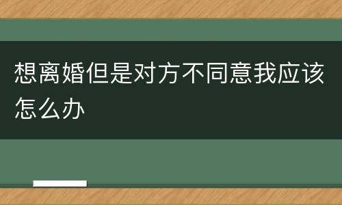 想离婚但是对方不同意我应该怎么办