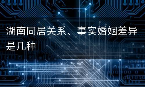 湖南同居关系、事实婚姻差异是几种