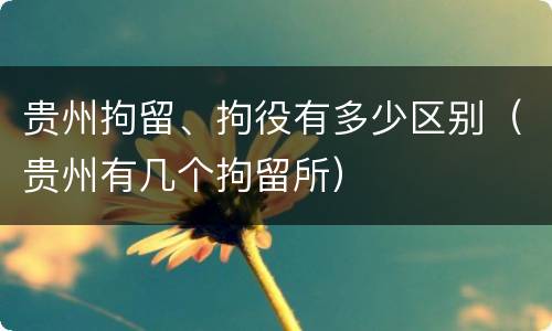 贵州拘留、拘役有多少区别（贵州有几个拘留所）