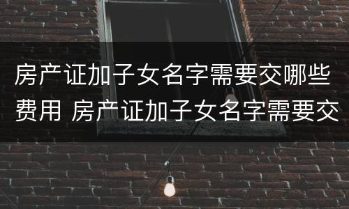 房产证加子女名字需要交哪些费用 房产证加子女名字需要交哪些费用呢