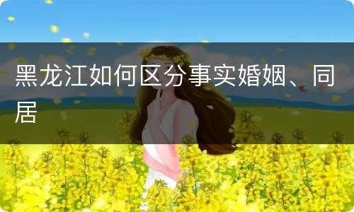 黑龙江如何区分事实婚姻、同居