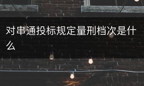 对串通投标规定量刑档次是什么