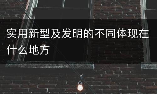 实用新型及发明的不同体现在什么地方