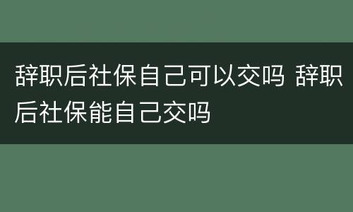 辞职后社保自己可以交吗 辞职后社保能自己交吗