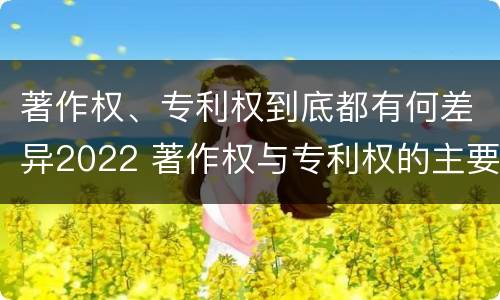 著作权、专利权到底都有何差异2022 著作权与专利权的主要区别是什么?