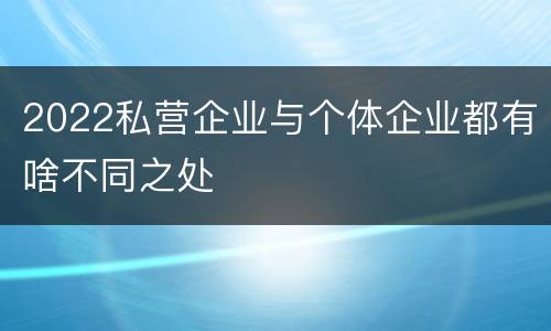 2022私营企业与个体企业都有啥不同之处