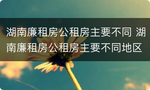 湖南廉租房公租房主要不同 湖南廉租房公租房主要不同地区