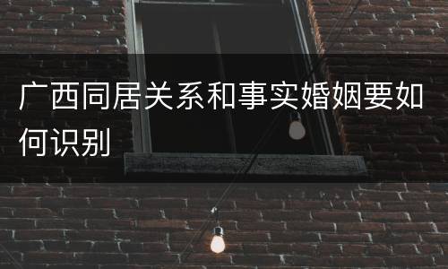 广西同居关系和事实婚姻要如何识别