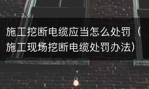 施工挖断电缆应当怎么处罚（施工现场挖断电缆处罚办法）