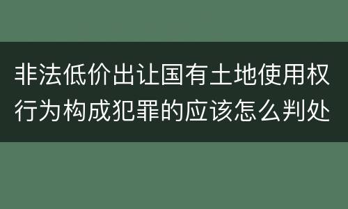 非法低价出让国有土地使用权行为构成犯罪的应该怎么判处