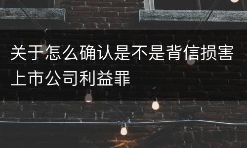 关于怎么确认是不是背信损害上市公司利益罪